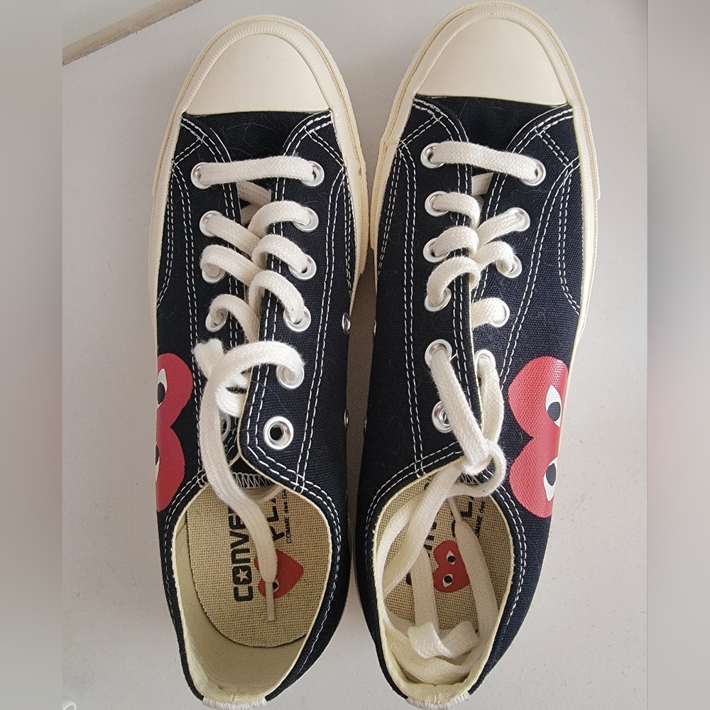 Converse Kids Black and White Sneakers with Red Accents